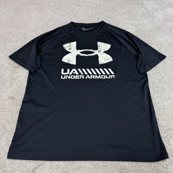 Under Armour T-Shirt Men’s Black Short Sleeve Size Large Loose - Picture 1 of 12